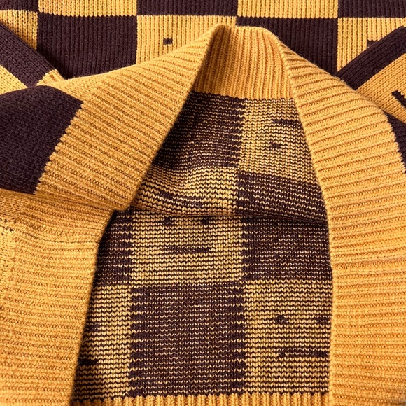 🍁☃️ACNE STUDIOS Women's Face Jacquard Wool Sweater Ochre Orange Coffee Brown - Picture 13 of 14